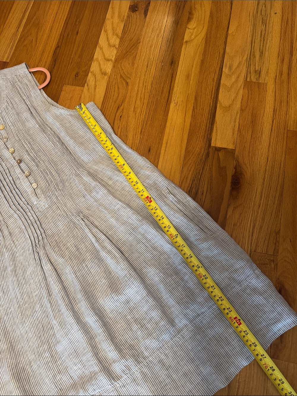 Quince European Linen Sleeveless Swing Dress blue pinstripe medium - Picture 13 of 16